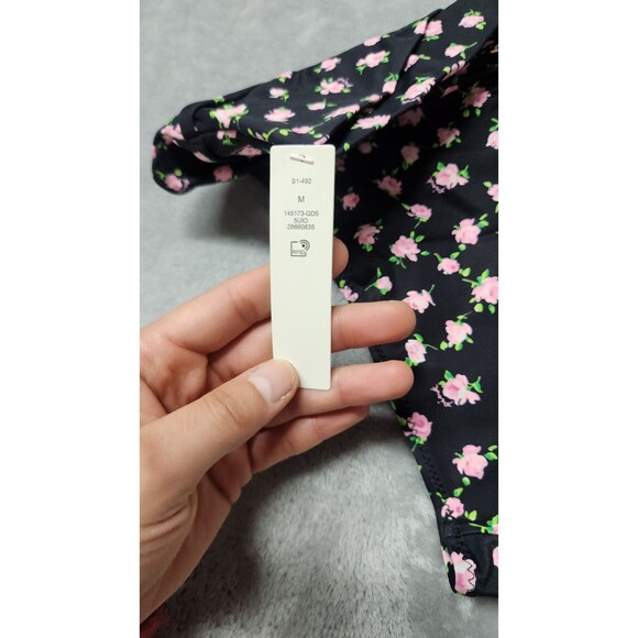 Victoria's Secret L Black Floral Ruffle High Waist Brazilian Bikini Bottom NWT - Picture 5 of 5